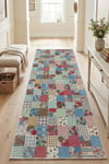 Flower Patchwork Desenli Kaymaz Taban Makinede Yıkanabilir Dijital Baskılı Yolluk Halı Kilim