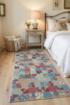 Flower Patchwork Desenli Kaymaz Taban Makinede Yıkanabilir Dijital Baskılı Yolluk Halı Kilim