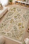 Flower Yaprak Desenli Kaymaz Taban Makinede Yıkanabilir Dijital Baskılı Şönil Halı Kilim Yolluk