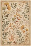 Flower Yaprak Desenli Kaymaz Taban Makinede Yıkanabilir Dijital Baskılı Şönil Halı Kilim Yolluk