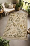 Flower Yaprak Desenli Kaymaz Taban Makinede Yıkanabilir Dijital Baskılı Şönil Halı Kilim Yolluk
