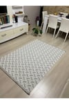 SAFİR 1644 Krem - Gri Kaymaz Dokuma Taban Makinede Yıkanabilir Salon Mutfak Koridor Halısı