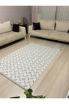 SAFİR 1644 Krem - Gri Kaymaz Dokuma Taban Makinede Yıkanabilir Salon Mutfak Koridor Halısı