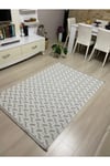 SAFİR 1644 Krem - Gri Kaymaz Dokuma Taban Makinede Yıkanabilir Salon Mutfak Koridor Halısı