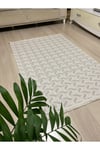 SAFİR 1644 Krem - Vizon Kaymaz Dokuma Taban Makinede Yıkanabilir Salon Mutfak Koridor Halısı