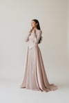 Rose Lumiere Işıltılı Korseli Pudra Tesettür Abiye Elbise