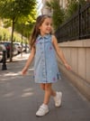 Çiçek Nakışlı Elbise-Denim