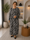 Anne Elbisesi - Beyaz | Siyah Şal Desen