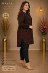 Dokuma Tunik - Bordo | Siyah Desenli