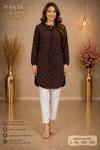 Dokuma Tunik - Bordo | Siyah Desenli