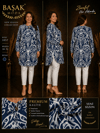 Dokuma Tunik - Lacivert | Beyaz Soyut Desenli