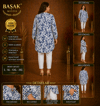 Dokuma Tunik - Lacivert | Beyaz Soyut Desenli