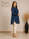 Dokuma Tunik - Lacivert Desenli