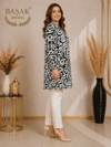 Dokuma Tunik - Siyah | Beyaz Soyut Desenli