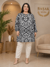 Dokuma Tunik - Siyah | Beyaz Soyut Desenli