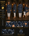 Dokuma Tunik - Siyah | Mavi | Beyaz Desenli