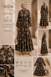 MK MODA BAŞAK YAZLIK DESENLİ MANGO KUMAŞ RAHAT KALIP ELBİSE