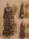 MK MODA BAŞAK YAZLIK DESENLİ MANGO KUMAŞ RAHAT KALIP ELBİSE