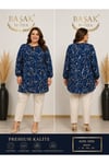 MODA BAŞAK %100 PAMUK DOKUMA DESENLİ TUNİK RAHAT KESİM BÜYÜK BEDEN