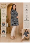 MODA BAŞAK %100 PAMUK DOKUMA DESENLİ TUNİK RAHAT KESİM BÜYÜK BEDEN