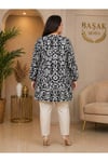 MODA BAŞAK %100 PAMUK DOKUMA DESENLİ TUNİK RAHAT KESİM BÜYÜK BEDEN