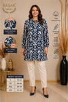 MODA BAŞAK %100 PAMUK DOKUMA DESENLİ TUNİK RAHAT KESİM BÜYÜK BEDEN