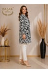 MODA BAŞAK %100 PAMUK DOKUMA DESENLİ TUNİK RAHAT KESİM BÜYÜK BEDEN