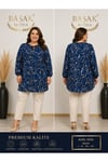 MODA BAŞAK %100 PAMUK DOKUMA DESENLİ TUNİK RAHAT KESİM BÜYÜK BEDEN