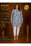 MODA BAŞAK %100 PAMUK DOKUMA DESENLİ TUNİK RAHAT KESİM BÜYÜK BEDEN