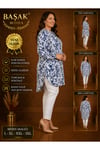 MODA BAŞAK %100 PAMUK DOKUMA DESENLİ TUNİK RAHAT KESİM BÜYÜK BEDEN
