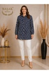 MODA BAŞAK BÜRÜMCÜK DESENLİ GÖMLEK RAHAT KESİM BÜYÜK BEDEN
