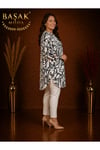 MODA BAŞAK DOKUMA DESENLİ TUNİK RAHAT KESİM BÜYÜK BEDEN %100 PAMUK