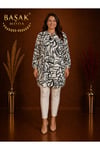 MODA BAŞAK DOKUMA DESENLİ TUNİK RAHAT KESİM BÜYÜK BEDEN %100 PAMUK