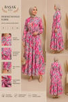 MODA BAŞAK YAZLIK DESENLİ MANGO KUMAŞ RAHAT KALIP ELBİSE