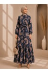 MODA BAŞAK YAZLIK DESENLİ MANGO KUMAŞ RAHAT KALIP ELBİSE