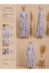 MODA BAŞAK YAZLIK DESENLİ MANGO KUMAŞ RAHAT KALIP ELBİSE