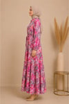 MODA BAŞAK YAZLIK DESENLİ MANGO KUMAŞ RAHAT KALIP ELBİSE