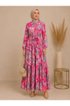 MODA BAŞAK YAZLIK DESENLİ MANGO KUMAŞ RAHAT KALIP ELBİSE