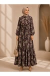MODA BAŞAK YAZLIK DESENLİ MANGO KUMAŞ RAHAT KALIP ELBİSE