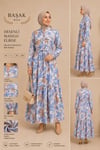 MODA BAŞAK YAZLIK DESENLİ MANGO KUMAŞ RAHAT KALIP ELBİSE