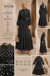 MODA BAŞAK YAZLIK PUANTİYELİ MANGO KUMAŞ RAHAT KALIP ELBİSE