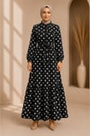 MODA BAŞAK YAZLIK PUANTİYELİ MANGO KUMAŞ RAHAT KALIP ELBİSE
