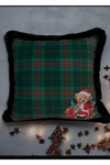 Yeşil Ekoseli Noel Baba Teddy Yastık