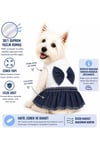 Küçük Irk Fiyonk Detaylı Mini Jean Köpek Elbisesi Kedi Elbisesi Köpek Kıyafeti (1-10KG)