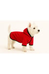 Küçük Irk Kırmızı İthal Softshell Kumaş İçi Polarlı Köpek Yağmurluğu (1-11 KG)
