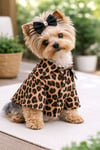 Küçük Irk Leopar Desen Çıtçıtlı Keten Köpek Kıyafeti Köpek Gömleği (1-10KG)