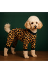 Küçük Irk Leopar Detaylı Kışlık Köpek Tulumu Köpek Kıyafeti (1-10KG)