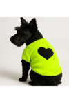 Küçük Irk Neon Green Heart Peluş Köpek Sweati Köpek Kıyafeti (1-10kg)