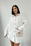 Beyaz Oversized Polo Yaka Gömlek