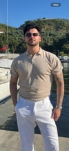 Örgülü kren polo yaka tisört